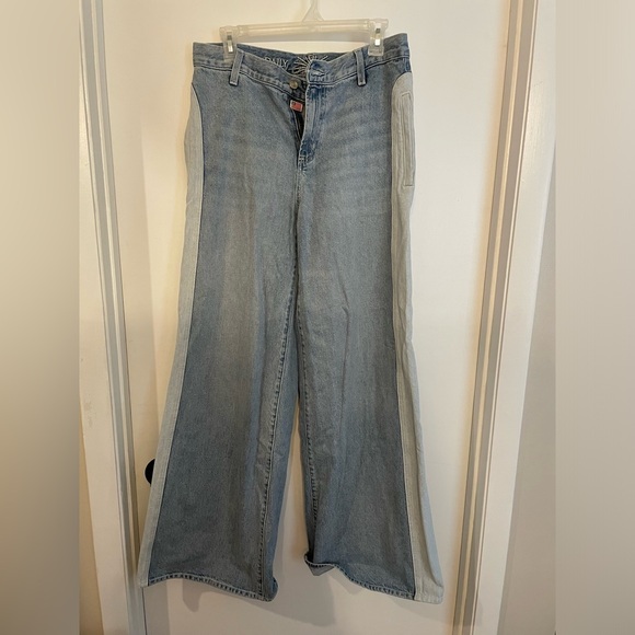 NWT AG Daily Blue premium denim Easy two tone wide leg jeans - Picture 3 of 6